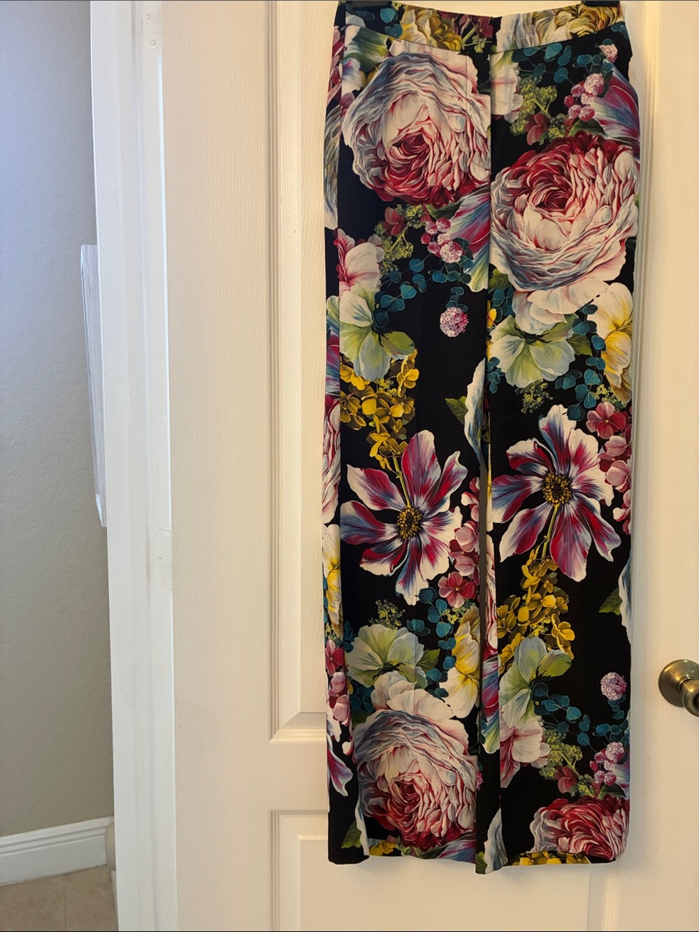 Express Floral Wide-Leg Pants - Black Multi